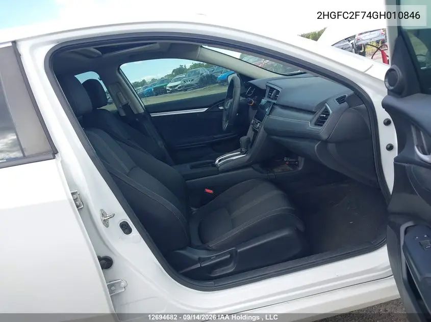 2016 HONDA CIVIC VIN 2HGFC2F74GH010846 — фото 5