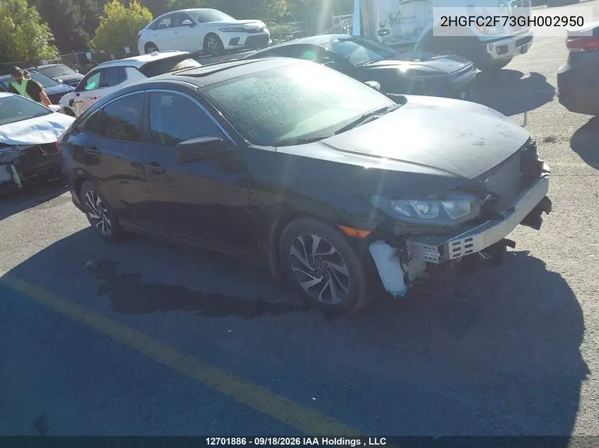 HONDA CIVIC 2016, VIN 2HGFC2F73GH002950