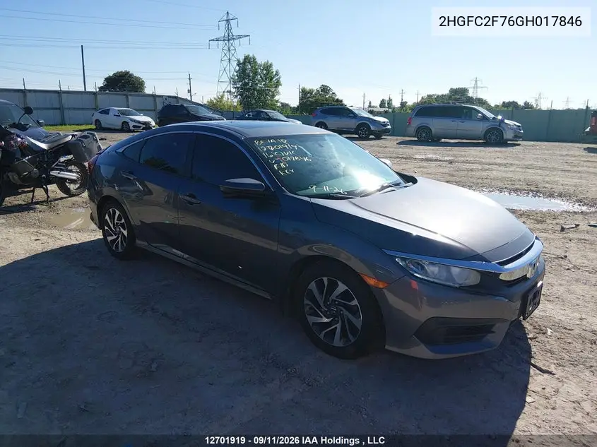 HONDA CIVIC 2016, VIN 2HGFC2F76GH017846
