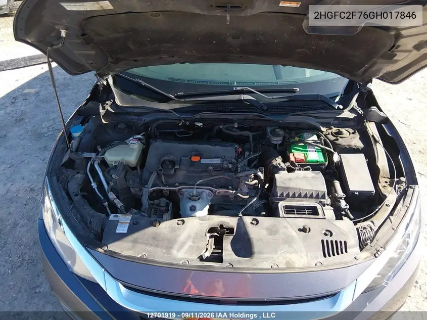 2016 HONDA CIVIC VIN 2HGFC2F76GH017846 — фото 10