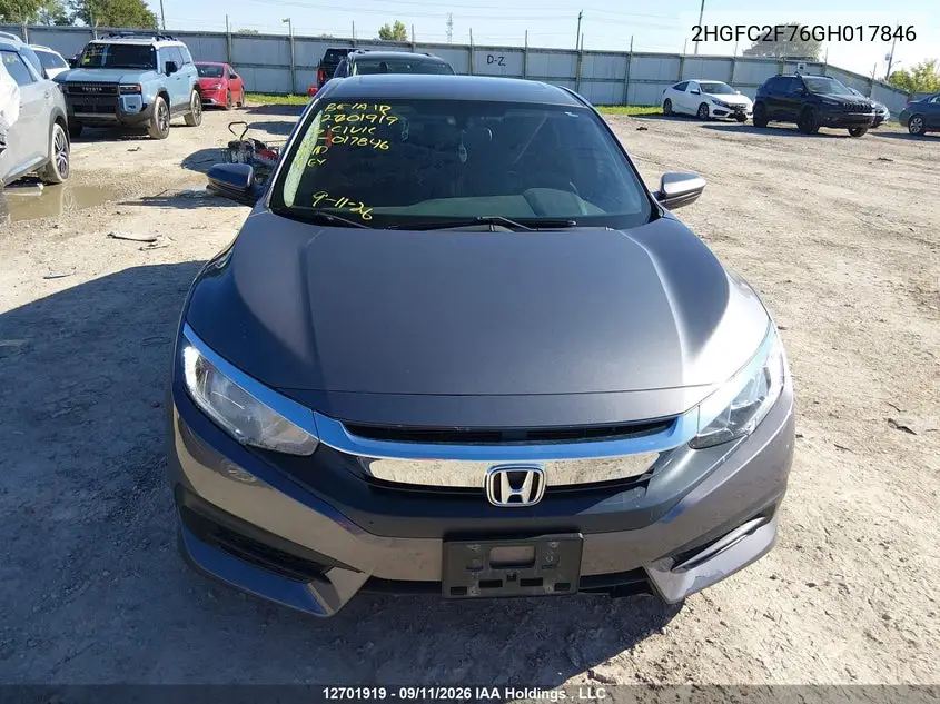 2016 HONDA CIVIC VIN 2HGFC2F76GH017846 — фото 12