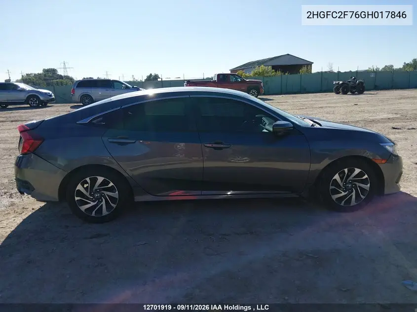 2016 HONDA CIVIC VIN 2HGFC2F76GH017846 — фото 13