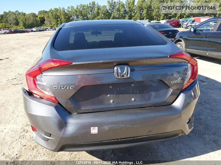 2016 HONDA CIVIC VIN 2HGFC2F76GH017846 — фото 16