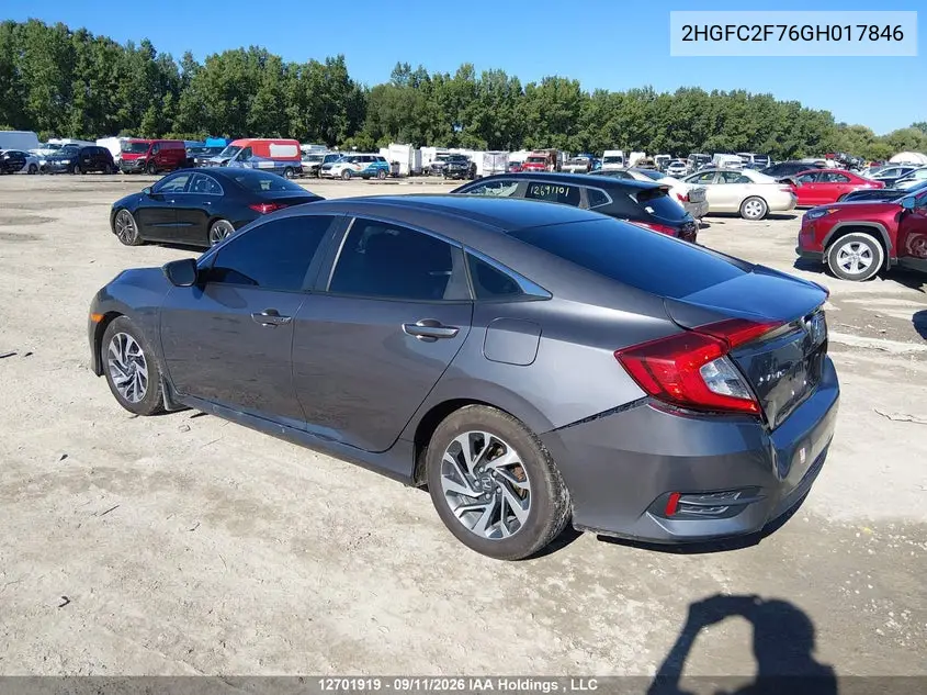 2016 HONDA CIVIC VIN 2HGFC2F76GH017846 — фото 3
