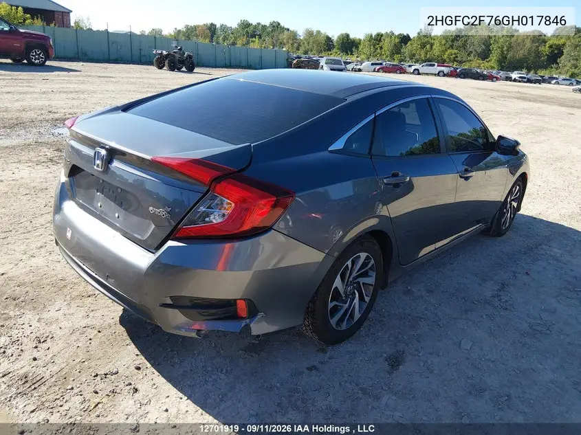 2016 HONDA CIVIC VIN 2HGFC2F76GH017846 — фото 4
