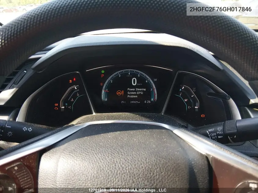 2016 HONDA CIVIC VIN 2HGFC2F76GH017846 — фото 7
