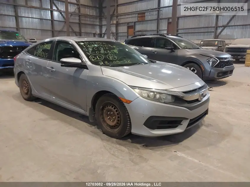 HONDA CIVIC 2016, VIN 2HGFC2F75GH006515