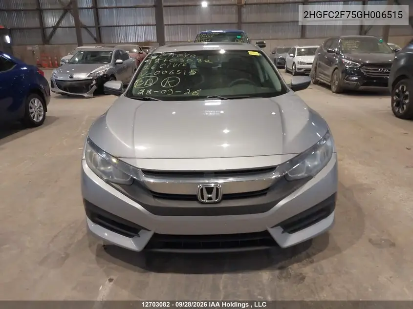 2016 HONDA CIVIC VIN 2HGFC2F75GH006515 — фото 12