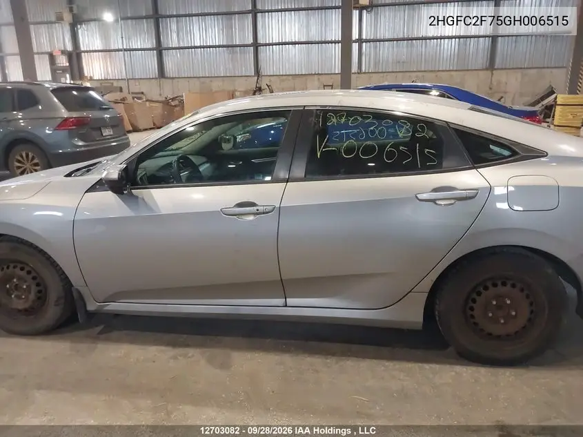 2016 HONDA CIVIC VIN 2HGFC2F75GH006515 — фото 14