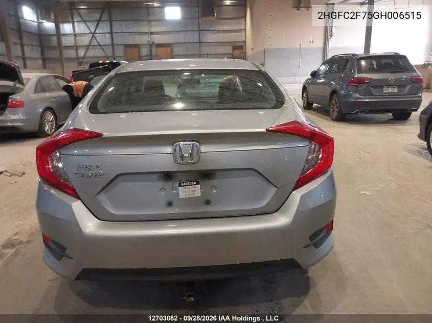 2016 HONDA CIVIC VIN 2HGFC2F75GH006515 — фото 16