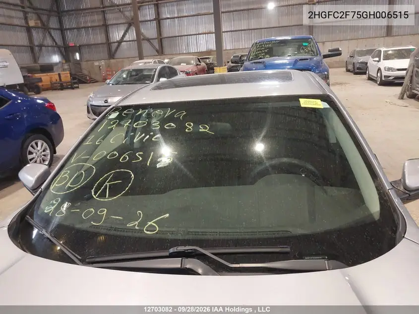2016 HONDA CIVIC VIN 2HGFC2F75GH006515 — фото 17