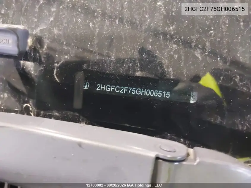 2016 HONDA CIVIC VIN 2HGFC2F75GH006515 — фото 18