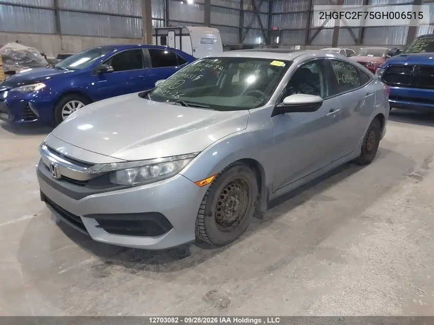 2016 HONDA CIVIC VIN 2HGFC2F75GH006515 — фото 2