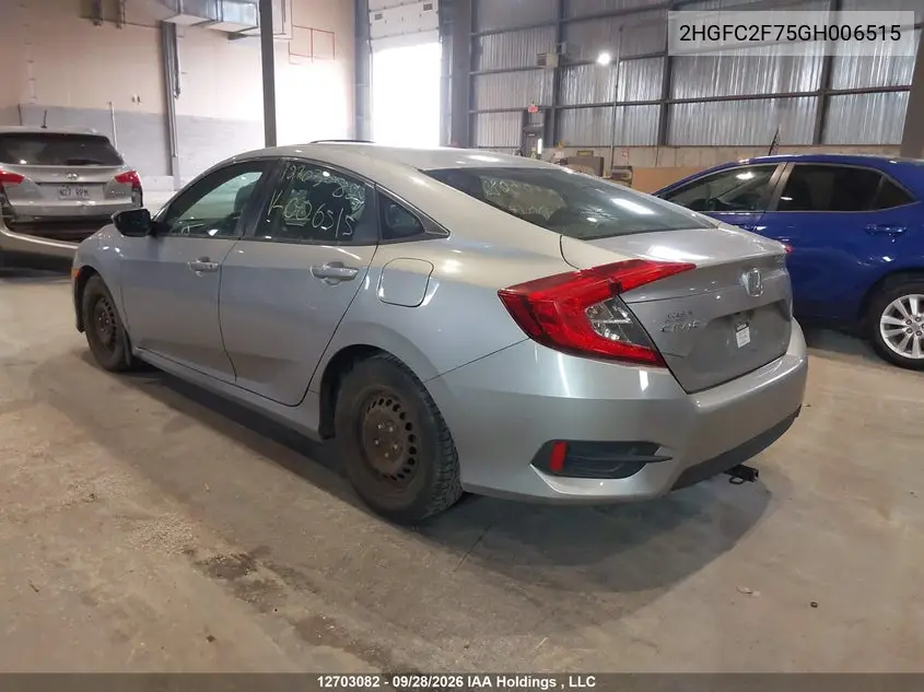 2016 HONDA CIVIC VIN 2HGFC2F75GH006515 — фото 3