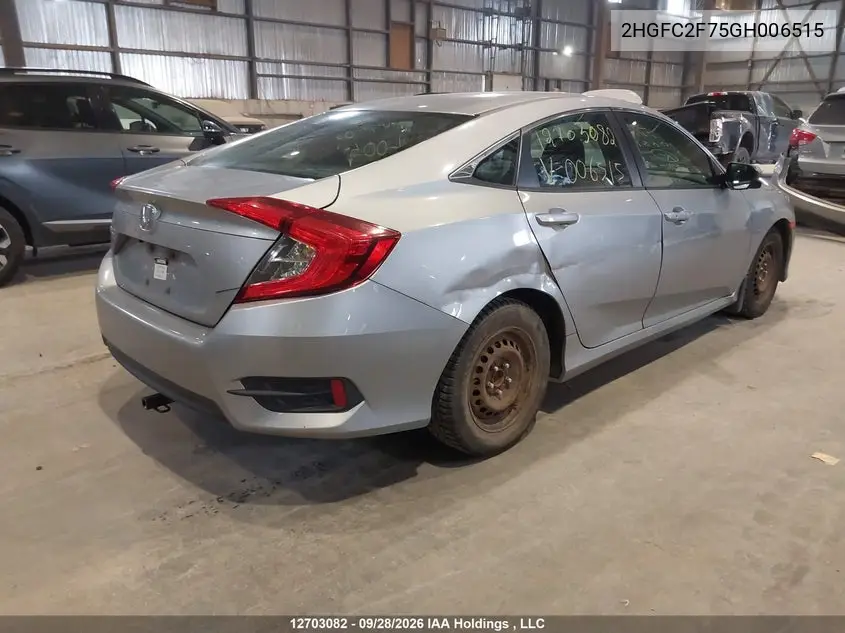 2016 HONDA CIVIC VIN 2HGFC2F75GH006515 — фото 4