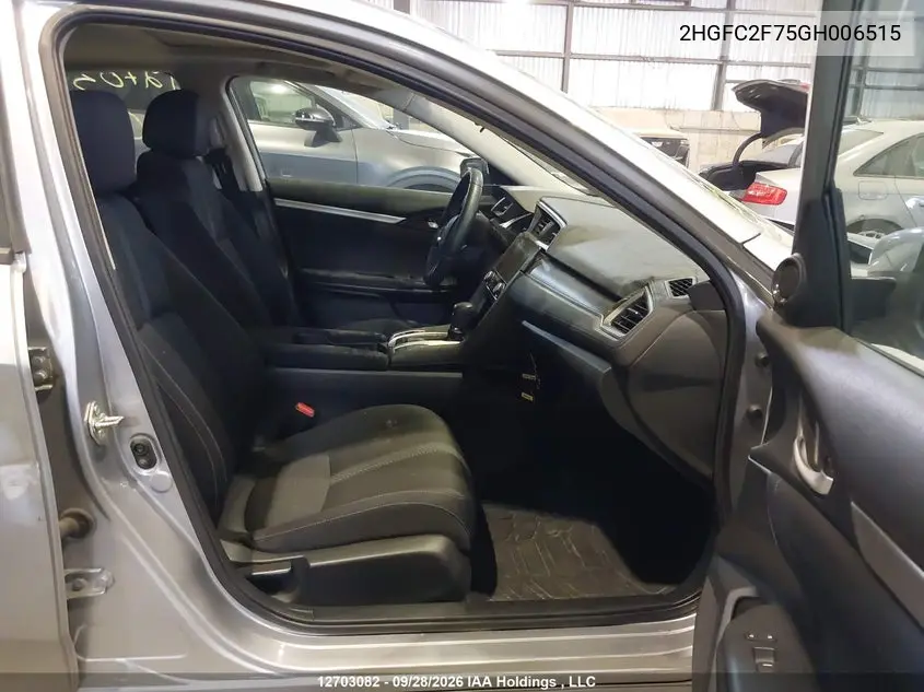 2016 HONDA CIVIC VIN 2HGFC2F75GH006515 — фото 5