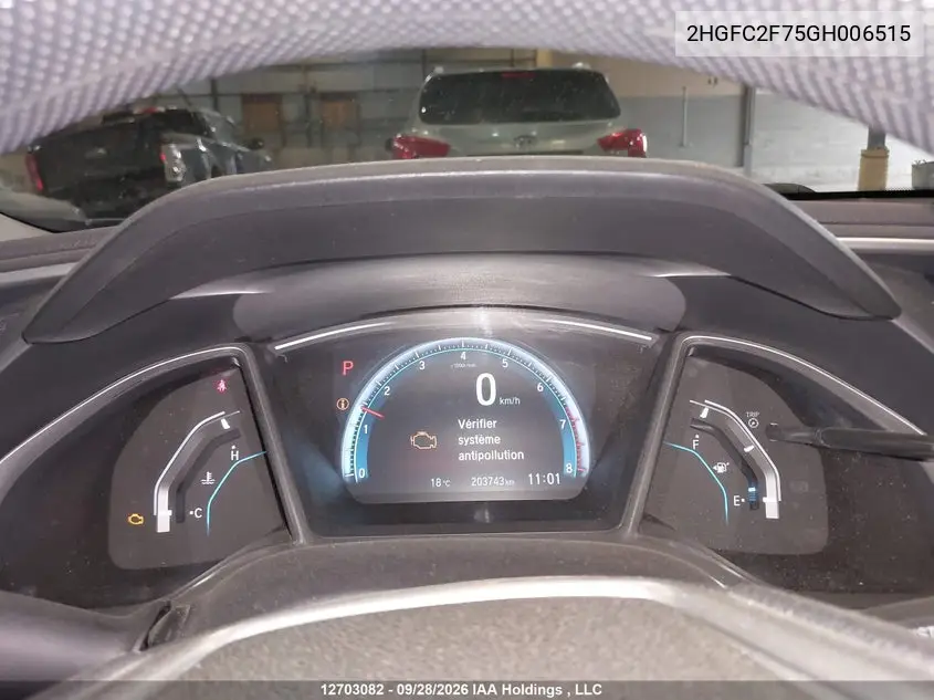 2016 HONDA CIVIC VIN 2HGFC2F75GH006515 — фото 7