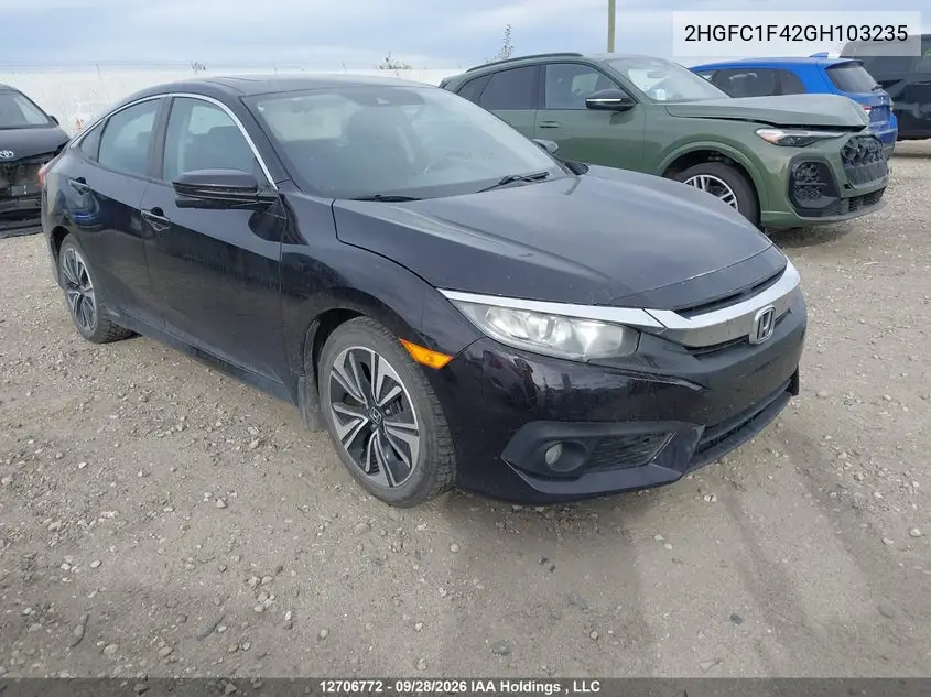 HONDA CIVIC 2016, VIN 2HGFC1F42GH103235
