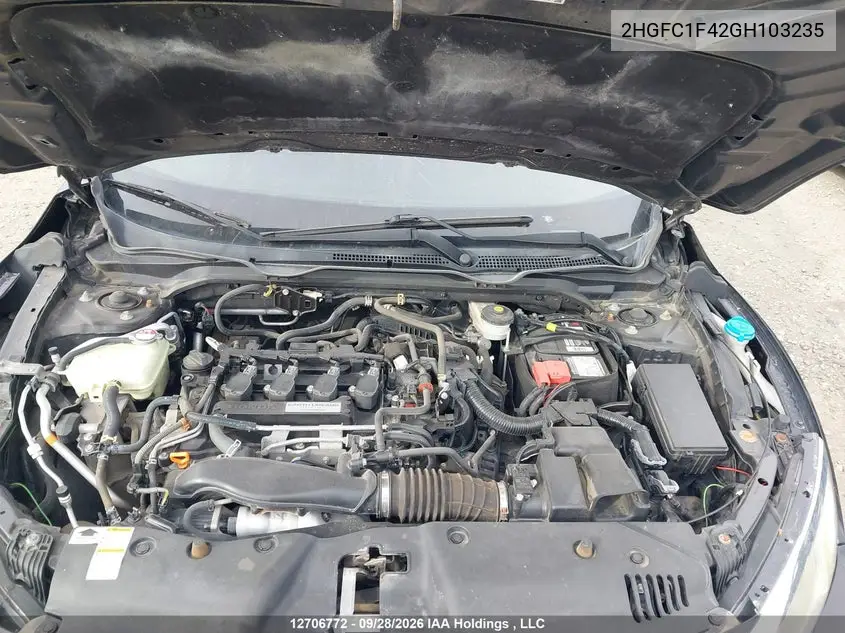 2016 HONDA CIVIC VIN 2HGFC1F42GH103235 — фото 10