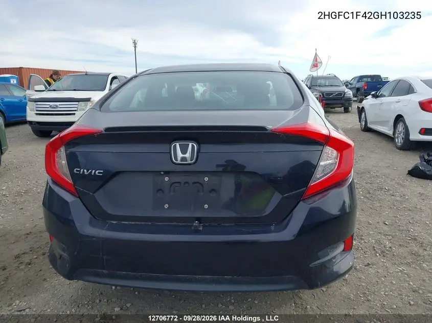 2016 HONDA CIVIC VIN 2HGFC1F42GH103235 — фото 16