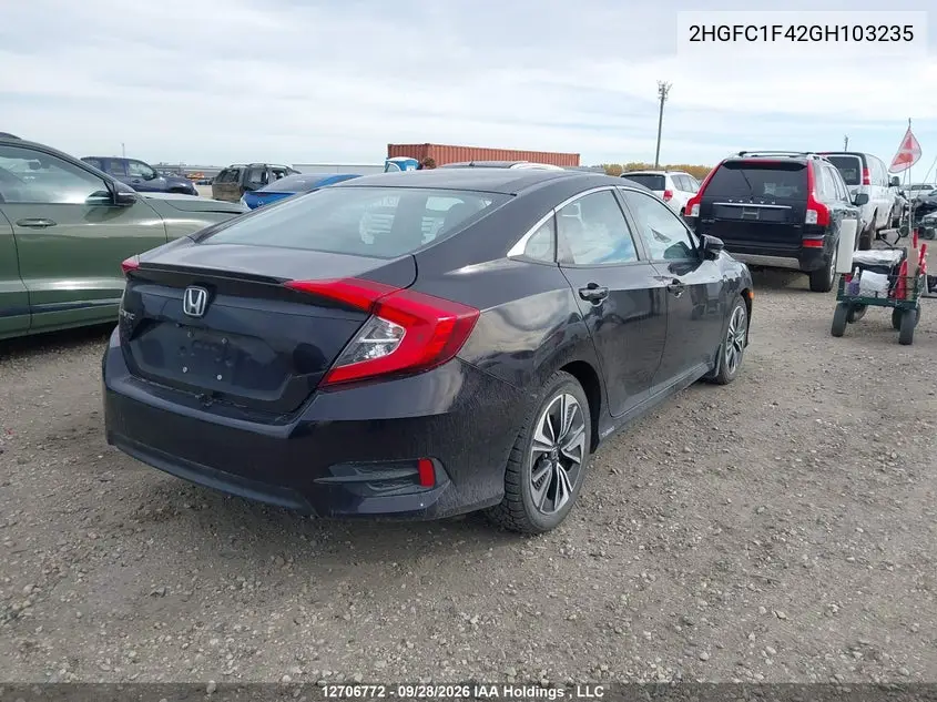 2016 HONDA CIVIC VIN 2HGFC1F42GH103235 — фото 4