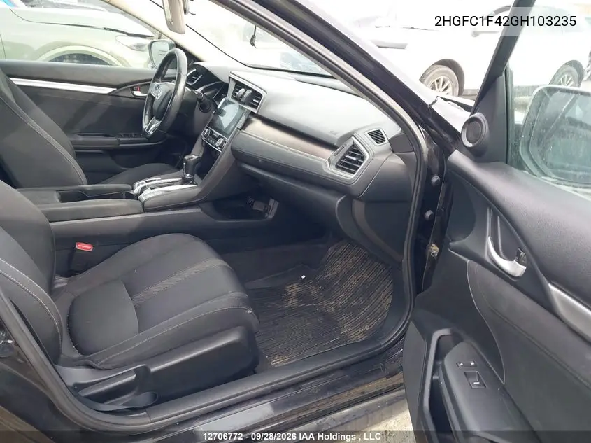 2016 HONDA CIVIC VIN 2HGFC1F42GH103235 — фото 5