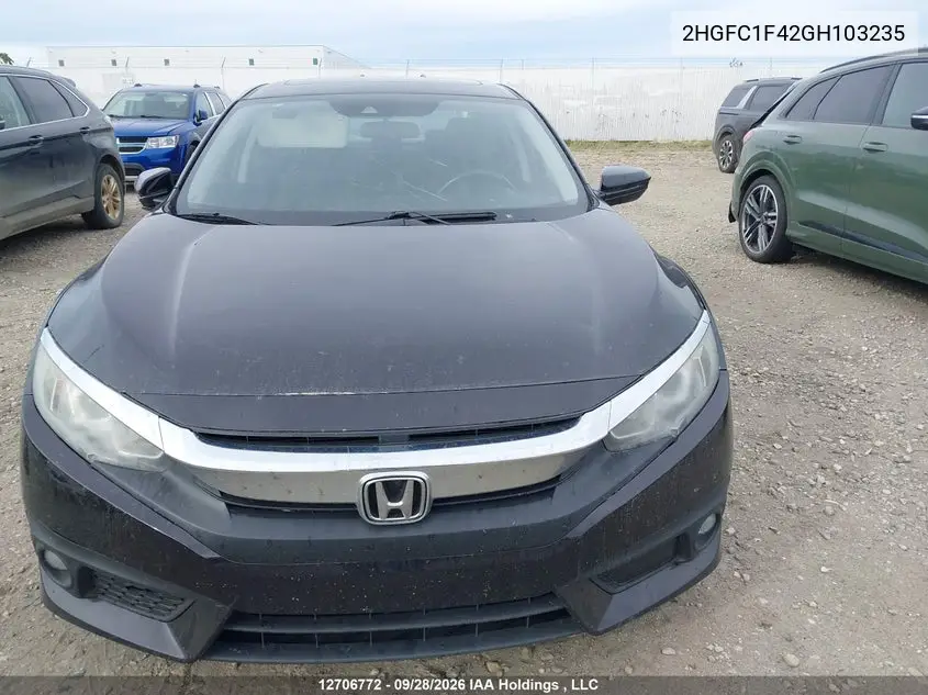 2016 HONDA CIVIC VIN 2HGFC1F42GH103235 — фото 6