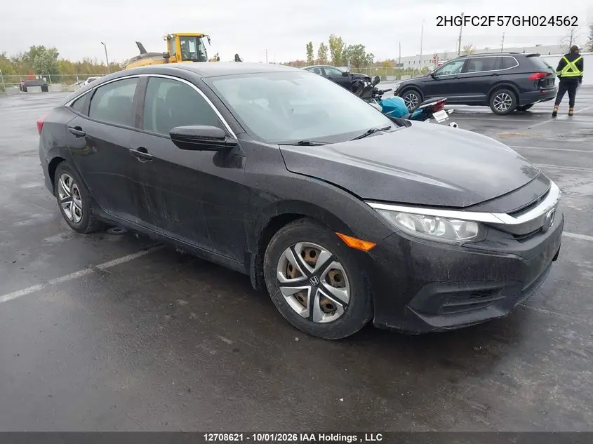 HONDA CIVIC 2016, VIN 2HGFC2F57GH024562