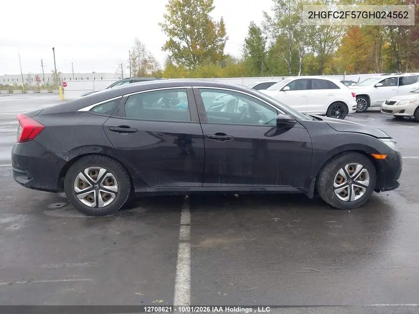 2016 HONDA CIVIC VIN 2HGFC2F57GH024562 — фото 12