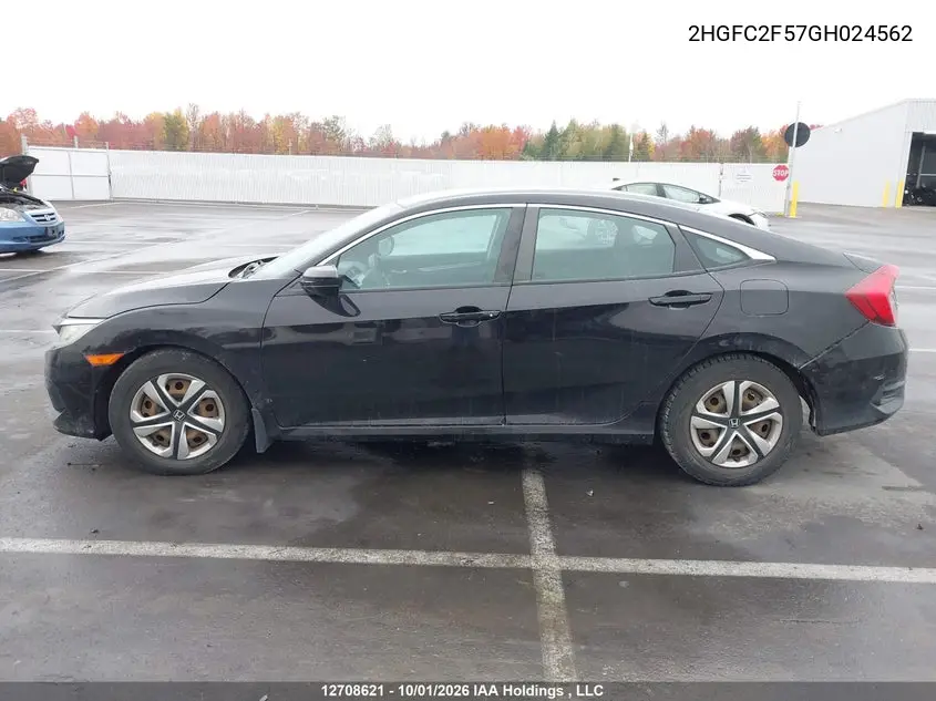 2016 HONDA CIVIC VIN 2HGFC2F57GH024562 — фото 13