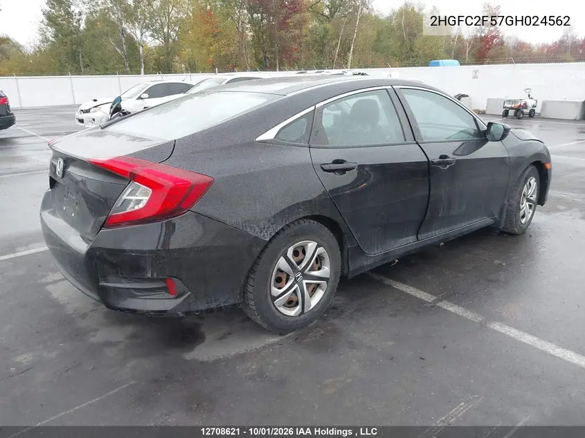 2016 HONDA CIVIC VIN 2HGFC2F57GH024562 — фото 4