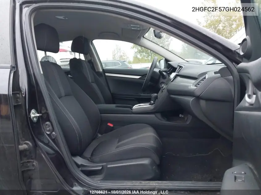 2016 HONDA CIVIC VIN 2HGFC2F57GH024562 — фото 5