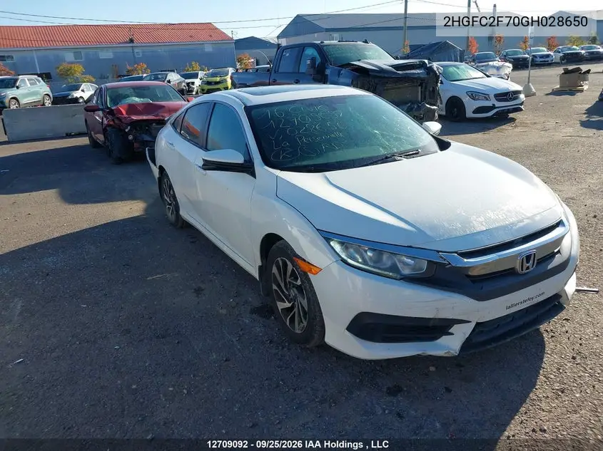 HONDA CIVIC 2016, VIN 2HGFC2F70GH028650