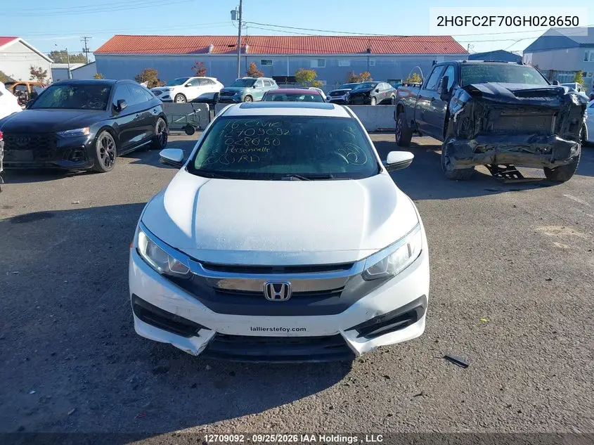 2016 HONDA CIVIC VIN 2HGFC2F70GH028650 — фото 12
