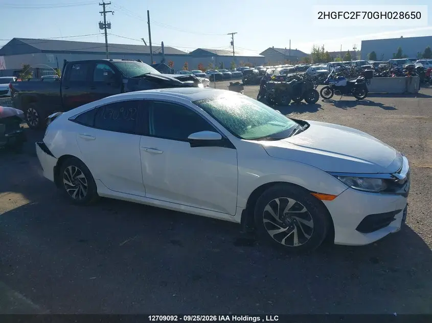 2016 HONDA CIVIC VIN 2HGFC2F70GH028650 — фото 13