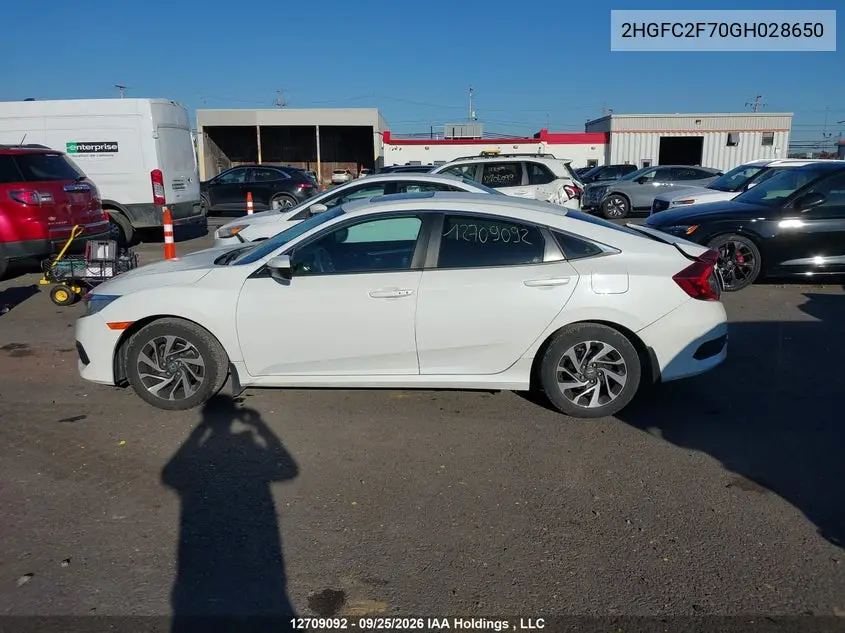 2016 HONDA CIVIC VIN 2HGFC2F70GH028650 — фото 14