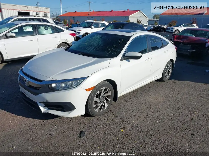 2016 HONDA CIVIC VIN 2HGFC2F70GH028650 — фото 2