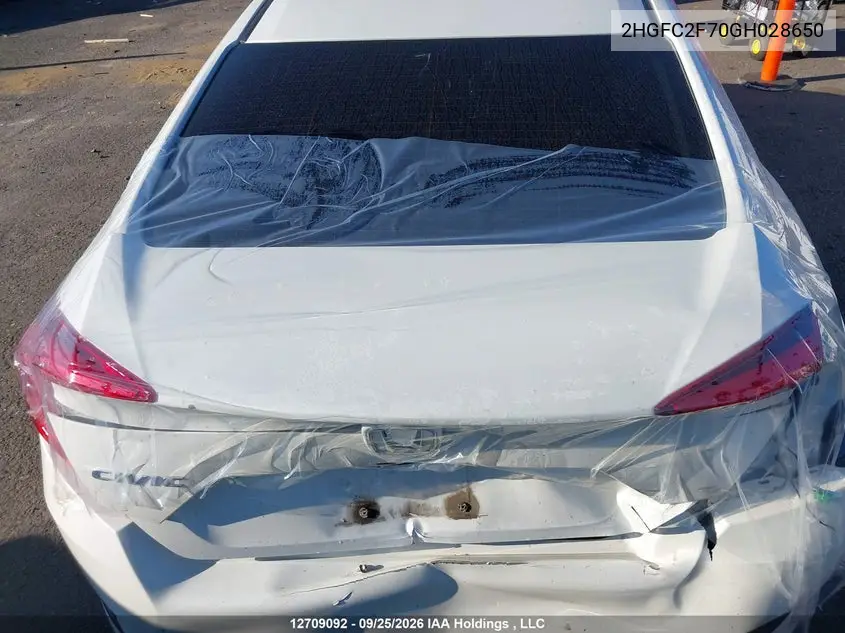 2016 HONDA CIVIC VIN 2HGFC2F70GH028650 — фото 20