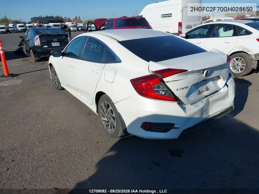 2016 HONDA CIVIC VIN 2HGFC2F70GH028650 — фото 3