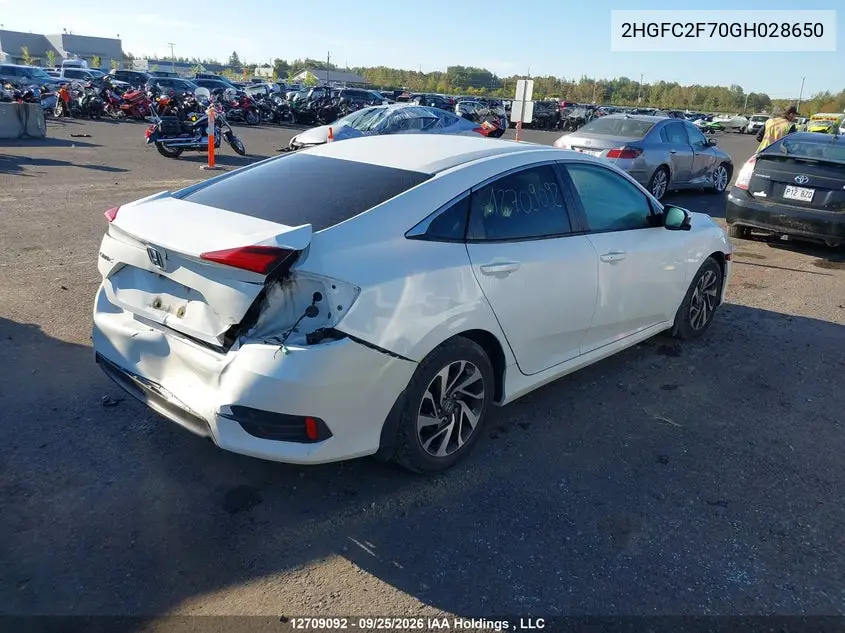 2016 HONDA CIVIC VIN 2HGFC2F70GH028650 — фото 4