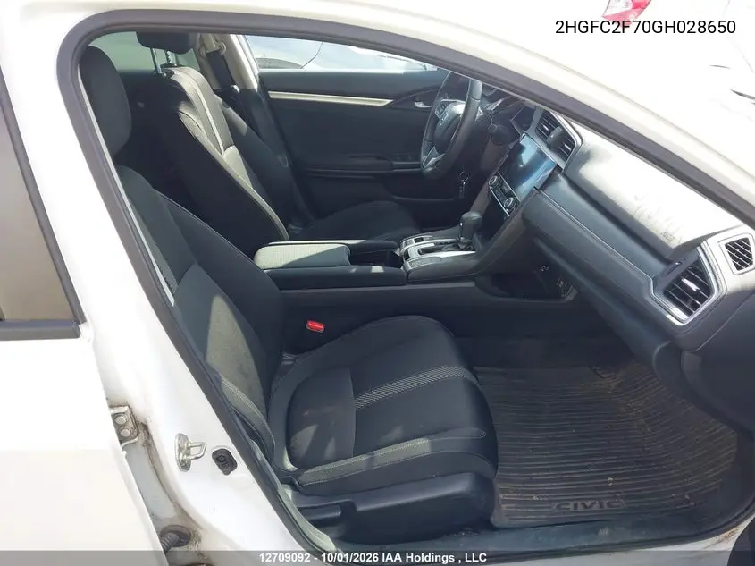 2016 HONDA CIVIC VIN 2HGFC2F70GH028650 — фото 5