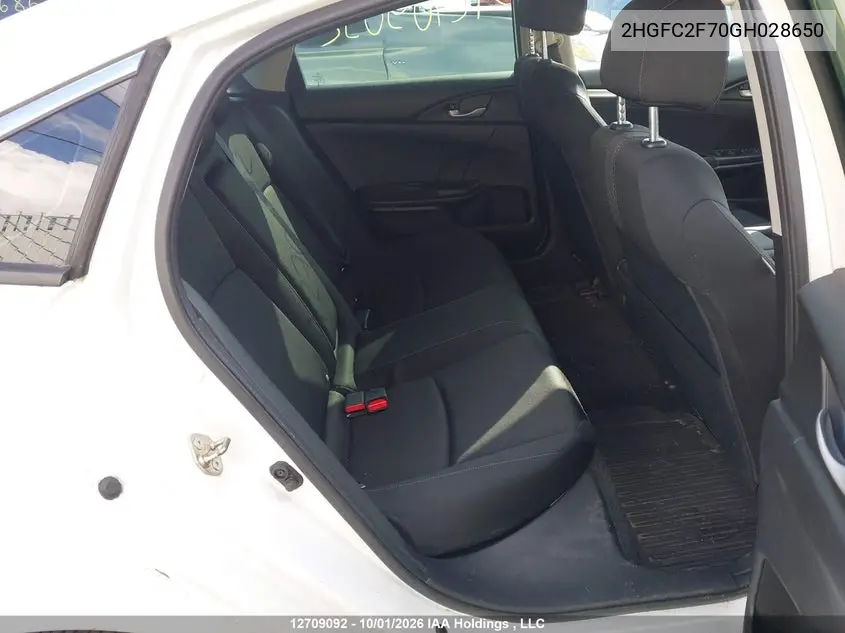 2016 HONDA CIVIC VIN 2HGFC2F70GH028650 — фото 8