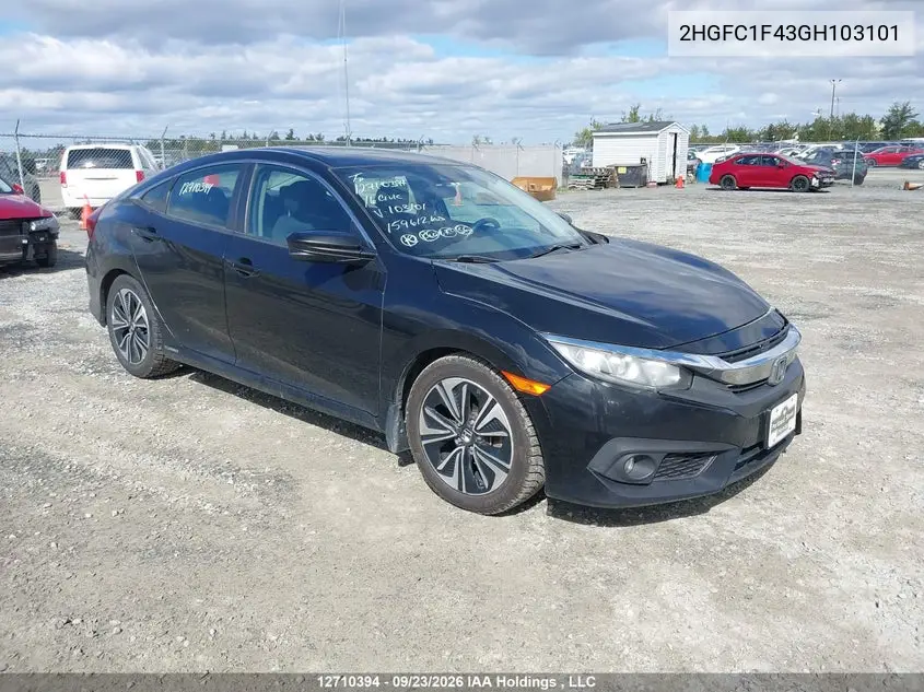 HONDA CIVIC 2016, VIN 2HGFC1F43GH103101