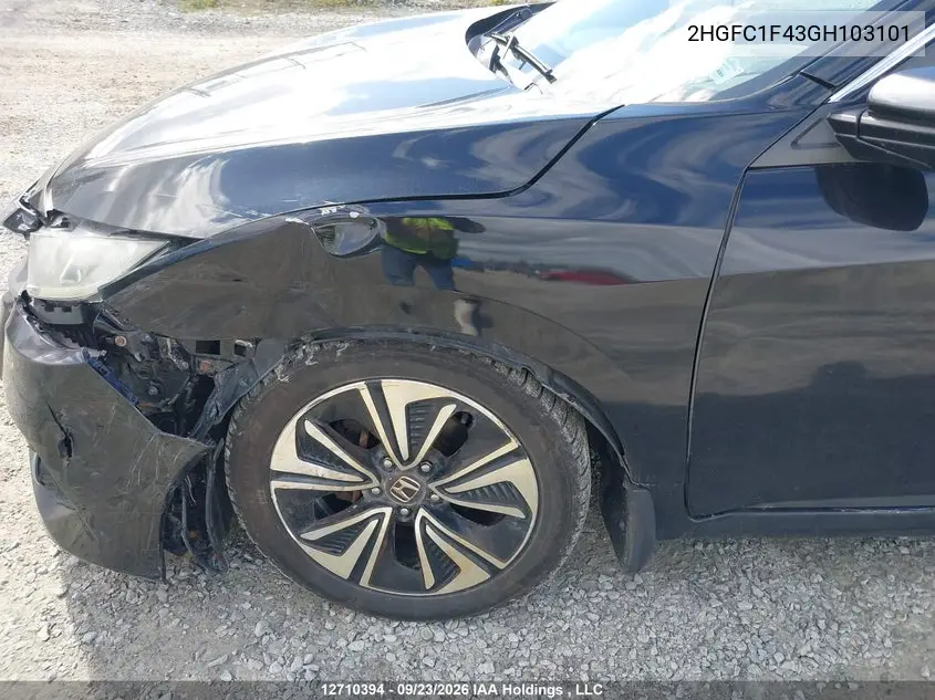 2016 HONDA CIVIC VIN 2HGFC1F43GH103101 — фото 12