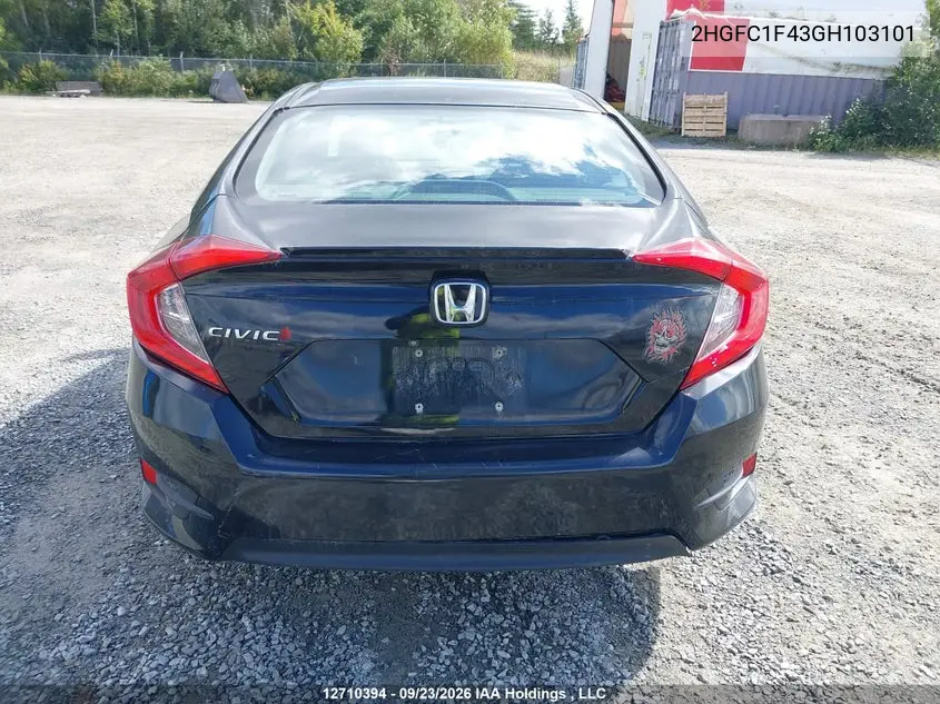 2016 HONDA CIVIC VIN 2HGFC1F43GH103101 — фото 17