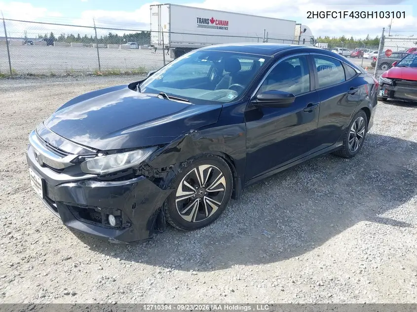 2016 HONDA CIVIC VIN 2HGFC1F43GH103101 — фото 2