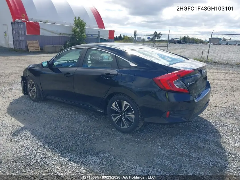 2016 HONDA CIVIC VIN 2HGFC1F43GH103101 — фото 3