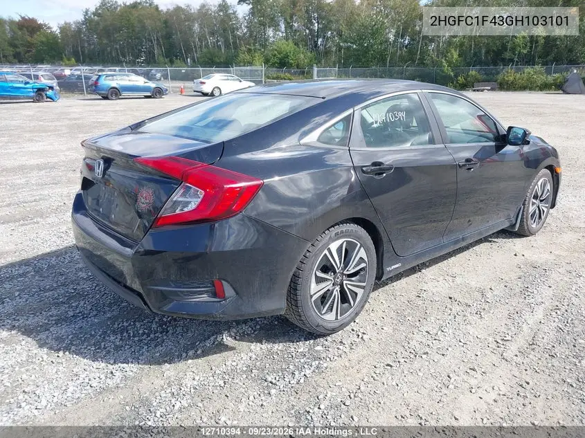 2016 HONDA CIVIC VIN 2HGFC1F43GH103101 — фото 4