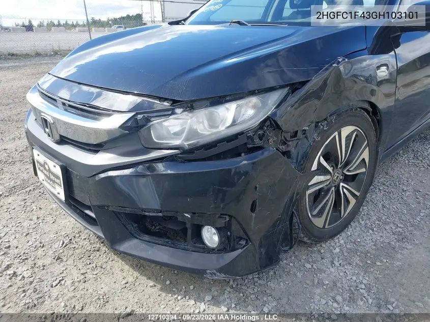 2016 HONDA CIVIC VIN 2HGFC1F43GH103101 — фото 6