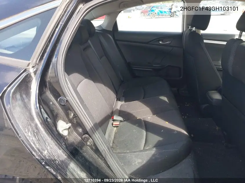 2016 HONDA CIVIC VIN 2HGFC1F43GH103101 — фото 8